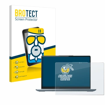 Front side of a product packaging with the brand logo BROTECT. Next to it is the device Lenovo IdeaPad Flex 5 14