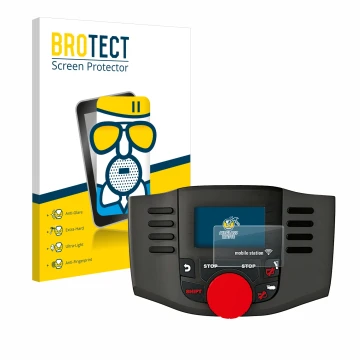 Front side of a product packaging with the brand logo BROTECT. Next to it is the device Märklin Mobile Station WLAN 60667 show