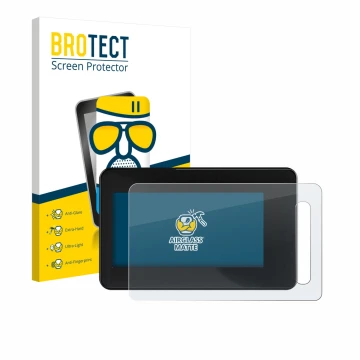 Front side of a product packaging with the brand logo BROTECT. Next to it is the device Shimano Steps SC-EN600 shown with the 