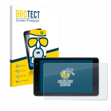 Front side of a product packaging with the brand logo BROTECT. Next to it is the device YoloLiv YoloBox Pro shown with the cor