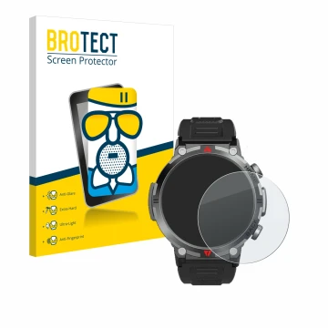 Front side of a product packaging with the brand logo BROTECT. Next to it is the device IFMDA S100 1.45