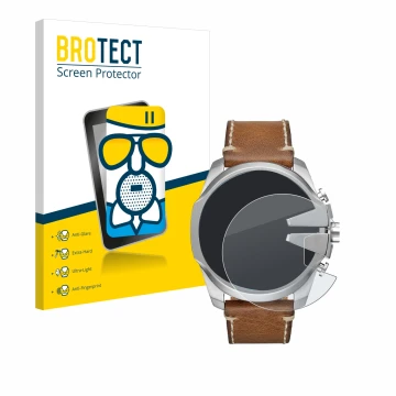 Front side of a product packaging with the brand logo BROTECT. Next to it is the device Diesel Mega Chief shown with the corre