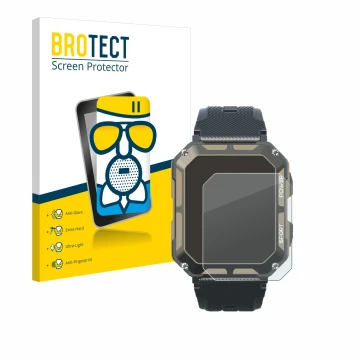 Front side of a product packaging with the brand logo BROTECT. Next to it is the device Blackview C20Pro 1.83