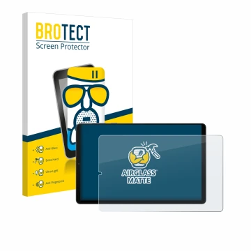 Front side of a product packaging with the brand logo BROTECT. Next to it is the device Lenovo Legion Y700 (2023) shown with t