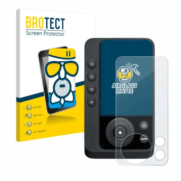 Front side of a product packaging with the brand logo BROTECT. Next to it is the device Profoto Connect Pro shown with the cor