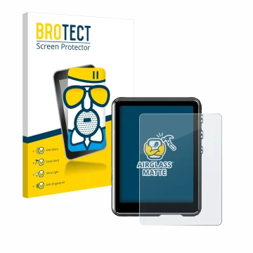 Front side of a product packaging with the brand logo BROTECT. Next to it is the device Mechen M3 shown with the corresponding