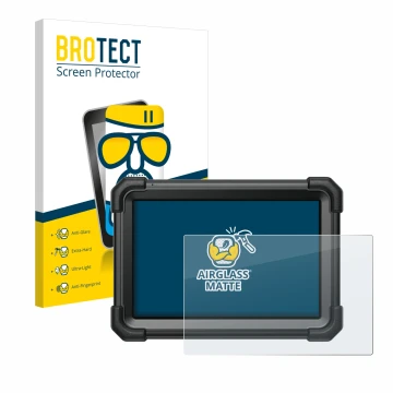 Front side of a product packaging with the brand logo BROTECT. Next to it is the device Launch X-431 Pro3 Apex shown with the 