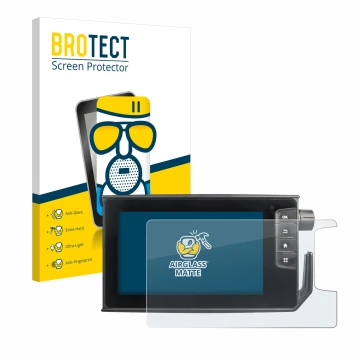 Front side of a product packaging with the brand logo BROTECT. Next to it is the device Valtra SmartTouch Terminal shown with 