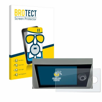 Front side of a product packaging with the brand logo BROTECT. Next to it is the device Volkswagen California 6.1 shown with t