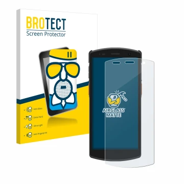 Front side of a product packaging with the brand logo BROTECT. Next to it is the device Urovo CT58 shown with the correspondin