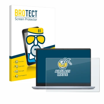 Front side of a product packaging with the brand logo BROTECT. Next to it is the device Dell Inspiron 14 Plus 7440 Laptop show