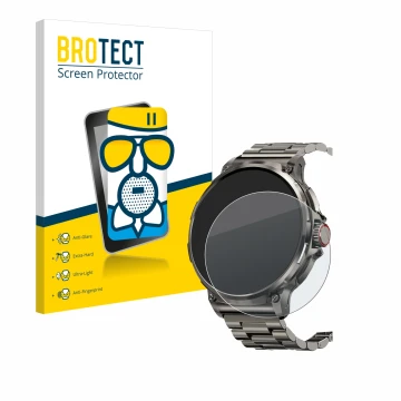 Front side of a product packaging with the brand logo BROTECT. Next to it is the device Tesofit Smartwatch 1.85