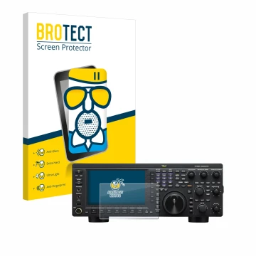 Front side of a product packaging with the brand logo BROTECT. Next to it is the device Kenwood TS-890S shown with the corresp