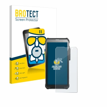 Front side of a product packaging with the brand logo BROTECT. Next to it is the device RugGear RG880 shown with the correspon