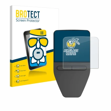 Front side of a product packaging with the brand logo BROTECT. Next to it is the device Trezor Safe 3 shown with the correspon