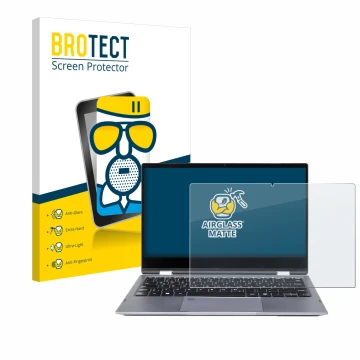 Front side of a product packaging with the brand logo BROTECT. Next to it is the device Wortmann Terra Mobile 360-13U shown wi
