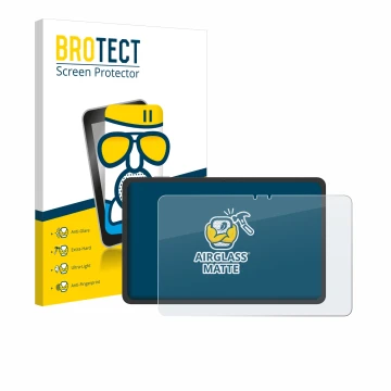 Front side of a product packaging with the brand logo BROTECT. Next to it is the device VALE V12E-LTE-8128 shown with the corr