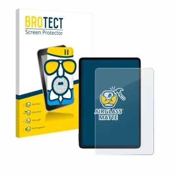 Front side of a product packaging with the brand logo BROTECT. Next to it is the device Xiaomi Pad 6S Pro 12.4