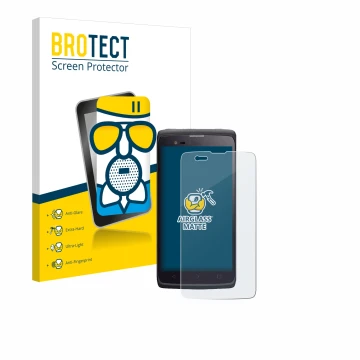Front side of a product packaging with the brand logo BROTECT. Next to it is the device Almex cruise.1 shown with the correspo