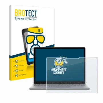 Front side of a product packaging with the brand logo BROTECT. Next to it is the device Microsoft Surface Laptop 6 15