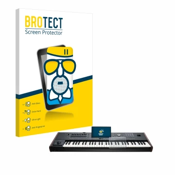 Front side of a product packaging with the brand logo BROTECT. Next to it is the device KORG Pa5X shown with the corresponding