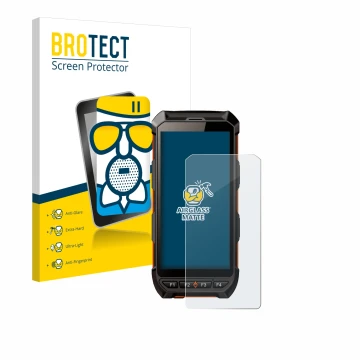 Front side of a product packaging with the brand logo BROTECT. Next to it is the device iDTronic C9 RED shown with the corresp