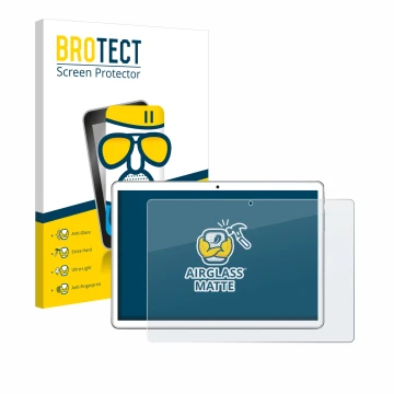 Front side of a product packaging with the brand logo BROTECT. Next to it is the device niuniutab KT107 shown with the corresp