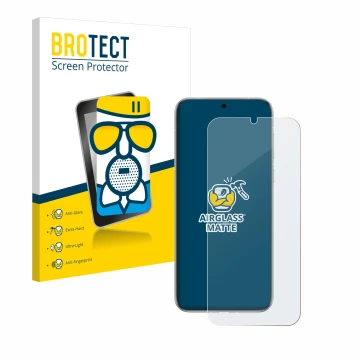 Front side of a product packaging with the brand logo BROTECT. Next to it is the device Huawei Pura 70 Pro shown with the corr