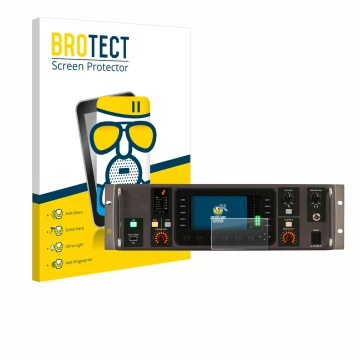 Front side of a product packaging with the brand logo BROTECT. Next to it is the device Behringer X32 Rack shown with the corr