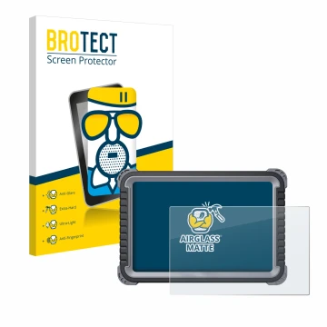 Front side of a product packaging with the brand logo BROTECT. Next to it is the device Topdon Phoenix Plus shown with the cor