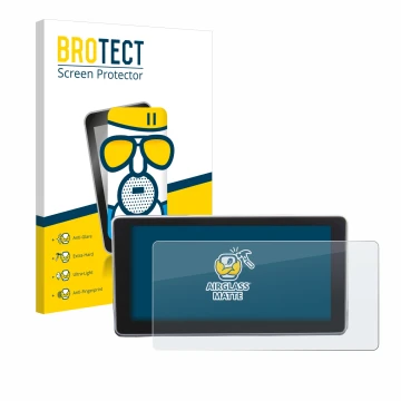 Front side of a product packaging with the brand logo BROTECT. Next to it is the device Audi A4 B9 2016 MMI 8