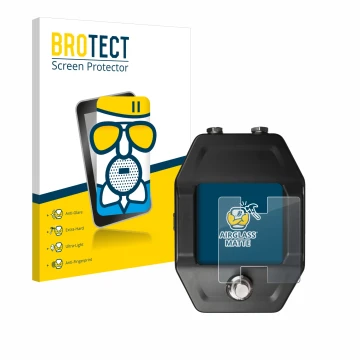 Front side of a product packaging with the brand logo BROTECT. Next to it is the device Shure GLXD16+ shown with the correspon