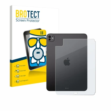 Front side of a product packaging with the brand logo BROTECT. Next to it is the device Apple iPad Pro 11