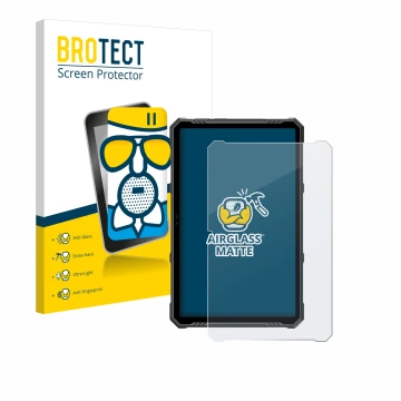 Front side of a product packaging with the brand logo BROTECT. Next to it is the device Ulefone Armor Pad 3 Pro shown with the