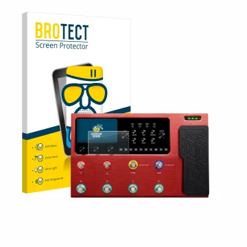 Front side of a product packaging with the brand logo BROTECT. Next to it is the device Valeton GP-200R shown with the corresp