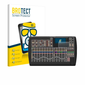 Front side of a product packaging with the brand logo BROTECT. Next to it is the device Behringer X32 shown with the correspon