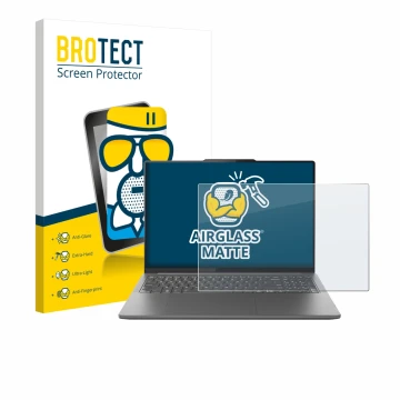 Front side of a product packaging with the brand logo BROTECT. Next to it is the device Lenovo Yoga Pro 9i Gen 9 16