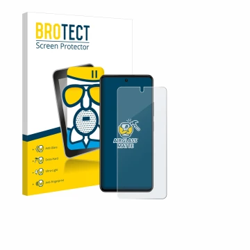 Front side of a product packaging with the brand logo BROTECT. Next to it is the device Oppo A79 5G shown with the correspondi