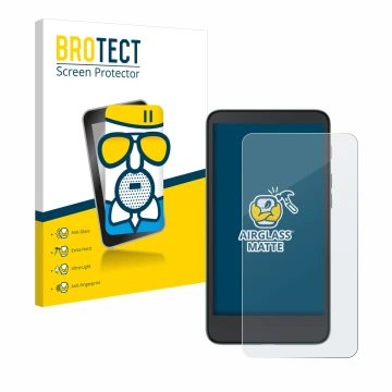 Front side of a product packaging with the brand logo BROTECT. Next to it is the device Xiaomi Moaan InkPalm 5 shown with the 