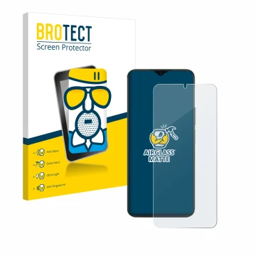 Front side of a product packaging with the brand logo BROTECT. Next to it is the device Honor X6b shown with the corresponding