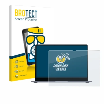 Front side of a product packaging with the brand logo BROTECT. Next to it is the device Samsung Galaxy Book4 Edge 14