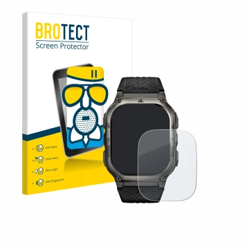 Front side of a product packaging with the brand logo BROTECT. Next to it is the device Kospet Tank M3 shown with the correspo