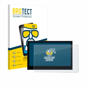 Front side of a product packaging with the brand logo BROTECT. Next to it is the device Wacom Movink 13 shown with the corresp