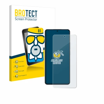 Front side of a product packaging with the brand logo BROTECT. Next to it is the device OnePlus Nord 4 shown with the correspo