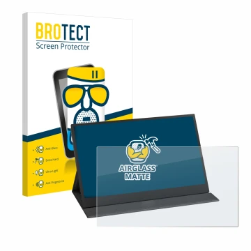 Front side of a product packaging with the brand logo BROTECT. Next to it is the device Yodoit PTM15 15.6