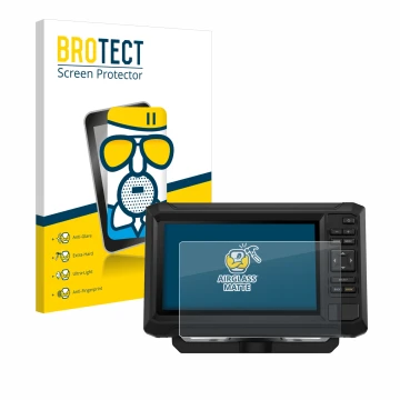 Front side of a product packaging with the brand logo BROTECT. Next to it is the device Garmin ECHOMAP UHD2 7