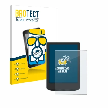 Front side of a product packaging with the brand logo BROTECT. Next to it is the device Vivlio Light HD Color shown with the c