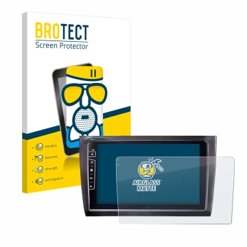 Front side of a product packaging with the brand logo BROTECT. Next to it is the device Dynavin D9-DF56 9