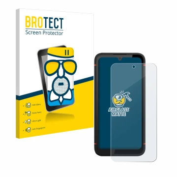 Front side of a product packaging with the brand logo BROTECT. Next to it is the device Gigaset GX4 Pro shown with the corresp