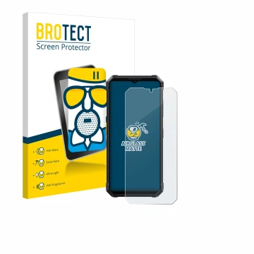 Front side of a product packaging with the brand logo BROTECT. Next to it is the device Fossibot F106 Pro shown with the corre